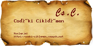 Csáki Ciklámen névjegykártya